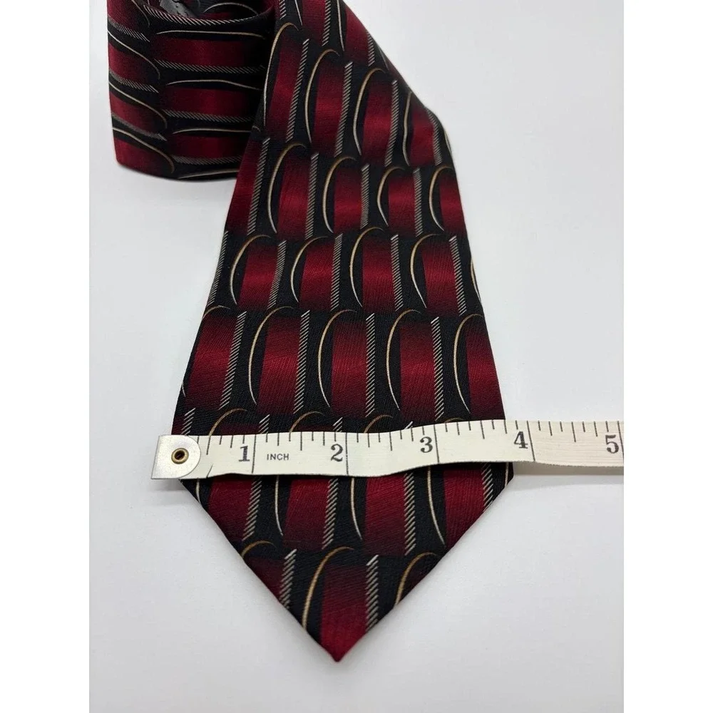 J.Z. Richards, Nordstrom, Silk Necktie, Made in USA, Geometric, Maroon/Black